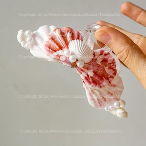 Pinces à cheveux en forme de coquillage avec noyau de sirène Grande pince Pinces à cheveux en coquillage Artisanat Griffes de coquillage de sirène Accessoires pour cheveux de mariée Accessoire de mariage