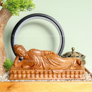 Buddha Statue Small for Home, Wooden Nirvana Buddha Statue, Laying Buddha, Sleeping Buddha Buddha Meditation Decor