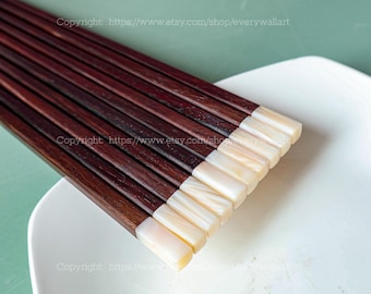 Gravierte Name Perlmutt Kopf Handgefertigte Personalisierte Holz Stäbchen Weihnachtsgeschenk Korea Japanische Stäbchen Wiederverwendung Sichere Weiße Perle