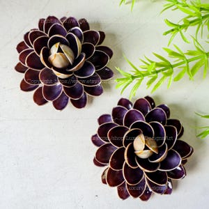 Seashell Chrysanthemum Flower Handmade Flowers from Seashell Natural Seashell Coastal Home Decor Dark Purple Seashell Flower Wedding Decor