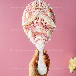 Specchio a conchiglia regalo per lei oceano unico specchio a conchiglia con anima a sirena specchio a conchiglia artigianale specchio a conchiglia a sirena specchio da sposa conchiglia naturale M7