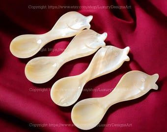 Mother-of-pearl Fish Spoon, Engraved Name Cute Shaped Spoon Personalized Sugar Tea Coffee Scoop Perfect for Dining Oyster & Snail Spoon