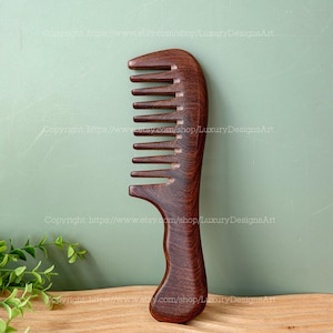 Personalisierte volle handgemachte Naturholz breite Zähne Kamm Curly, Gap Teeth Kamm, gekräuseltes Haar, Massage Kopf Durchblutung Geschenk
