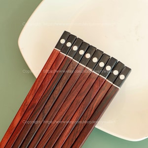 Handcrafted Engraved Name Mother-of-pearl Inlay White Dot Personalized Wooden Chopstick Christmas Gift Japanese Style Reuse Safe for Health