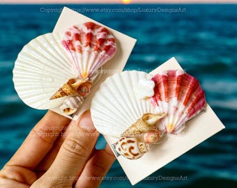 Mermaid-core Seashell Hair Clip Seashell Hair Pin Handcraft Mermaid Seashell Natural Seashell Bridal Hair Accessories Beach Mermaid Hair H1