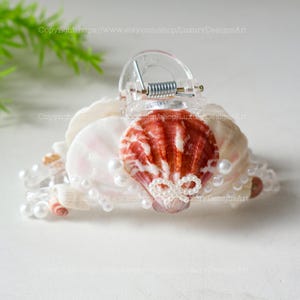 Grandes pinces à cheveux en forme de coquillage, noyau de sirène, pinces à cheveux en coquillage, artisanat, griffes de coquillages de sirène, accessoires pour cheveux de mariée, sirène de plage H10