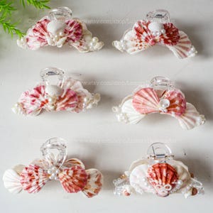 Pinces à cheveux en forme de coquillage, grande pince, pinces à cheveux en coquillage, artisanat, pinces à cheveux en forme de coquillage de sirène, pince à cheveux pour demoiselles d&#39;honneur, accessoire de mariage