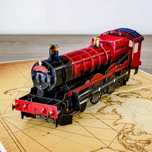 Ręcznie robiona 3D kartka z życzeniami typu pop-up - RED Steam Train Holiday Greeting Card Surprise Pop Up Card Christmas's Birthday Thank You Card C1