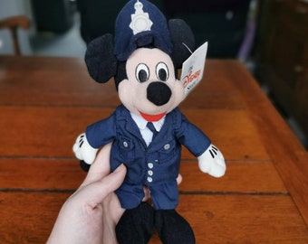 Vintage Disney Police Man / Officer Mickey Mouse bean bag beanie plush soft toy teddy bear