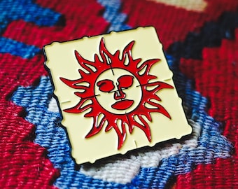 Orange Sunshine Enamel Hat Pin, Vintage Acid Blotter Art, Albert Hofmann, Nick Sand, Psychedelic 60s, Merry Pranksters Hippie Raver Deadhead