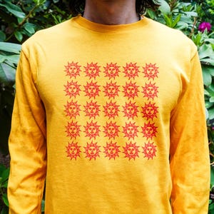 Orange Sunshine LONGSLEEVE Shirt, Vintage Acid Blotter Art Tee, Screenprinted Bicycle Day Hofmann Gift, Psychedelic Hippie Raver Deadhead
