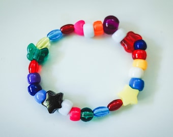 HARD KANDI #2 Raver Friendship Bracelet, 90s Kawaii Pony Bead Bracelet, Magick Aesthetic, Pixie Nymph Goth, Music Festival Plur Rave Gift
