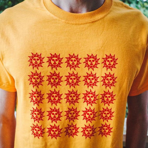 Orange Sunshine Screenprinted T-Shirt, Vintage Acid Blotter Art, Albert Hofmann Bicycle Day Prankster Psychedelic Hippie Raver Deadhead