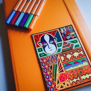 TRIPTYCH HIEROGLYPH #1 Sticker Art, Rectangle Square 3&quot; Bumper Sticker Pack, Psychedelic Hippie Raver Tripsyndicate Gift