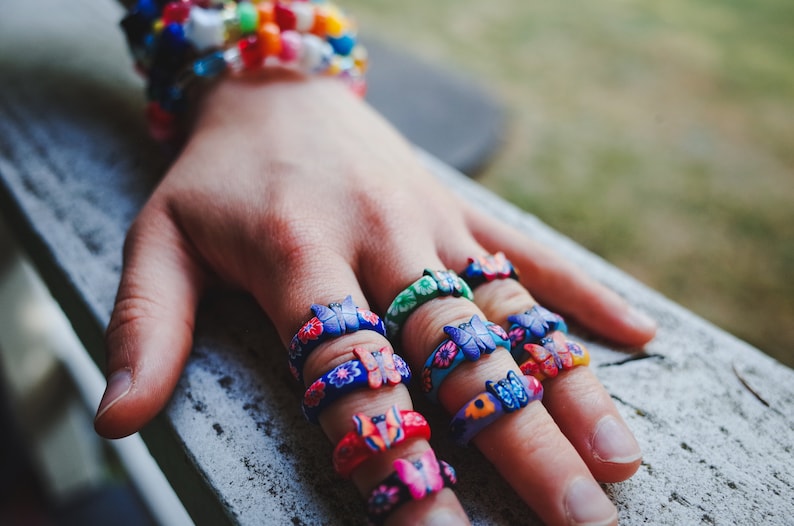 Vintage 90s BUTTERFLY Clay Ring Retro Hippie Aesthetic Fimo | Etsy