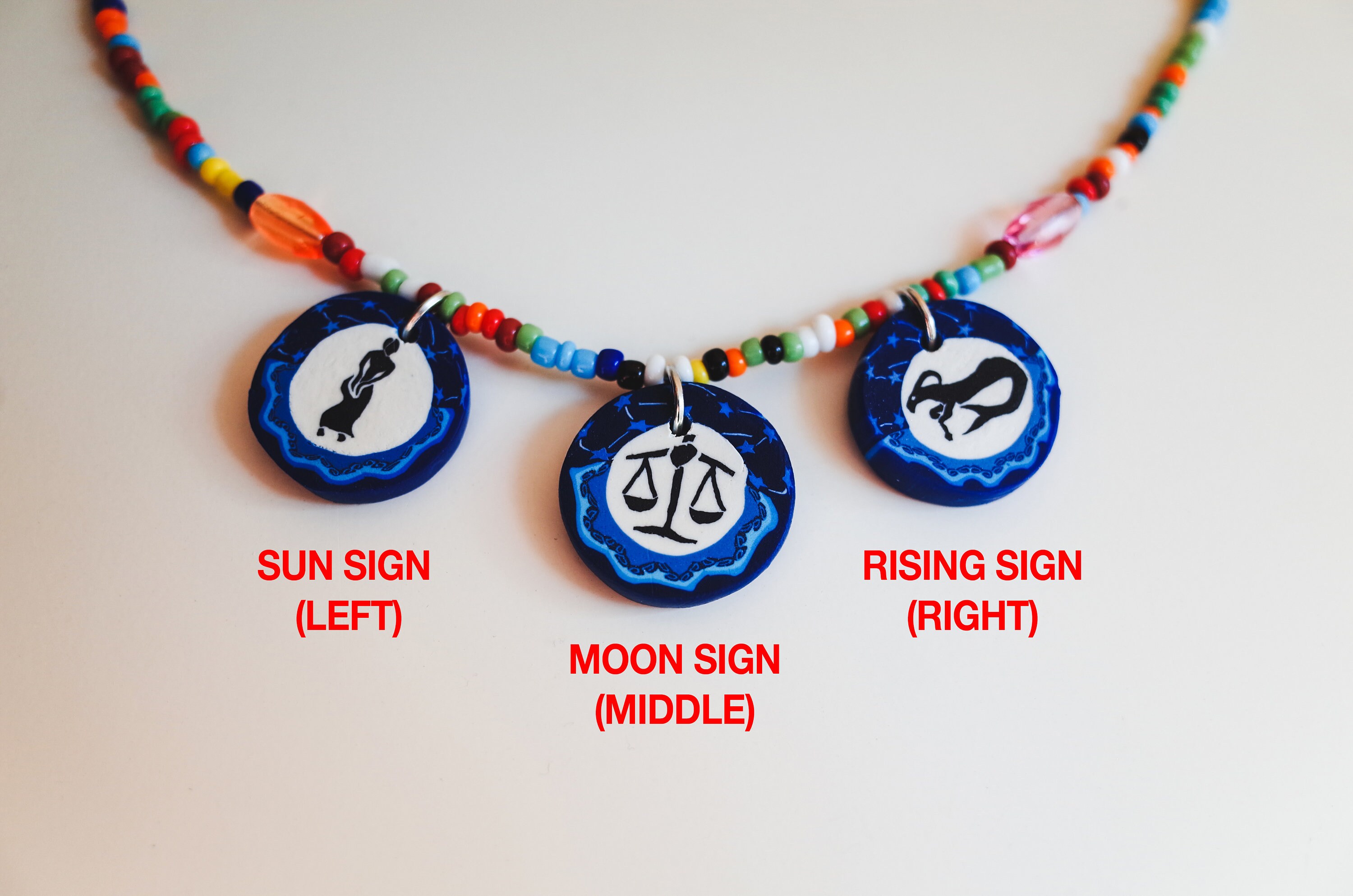 Big Three Zodiac Birth Chart Necklace Sun Moon Rising Sign Etsy