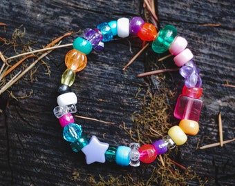 HARD KANDI #1 Raver Friendship Bracelet, 90s Kawaii Pony Bead Bracelet, Baby Girl Lolita Aesthetic Kandi Kid, Music Festival Plur Rave Gift