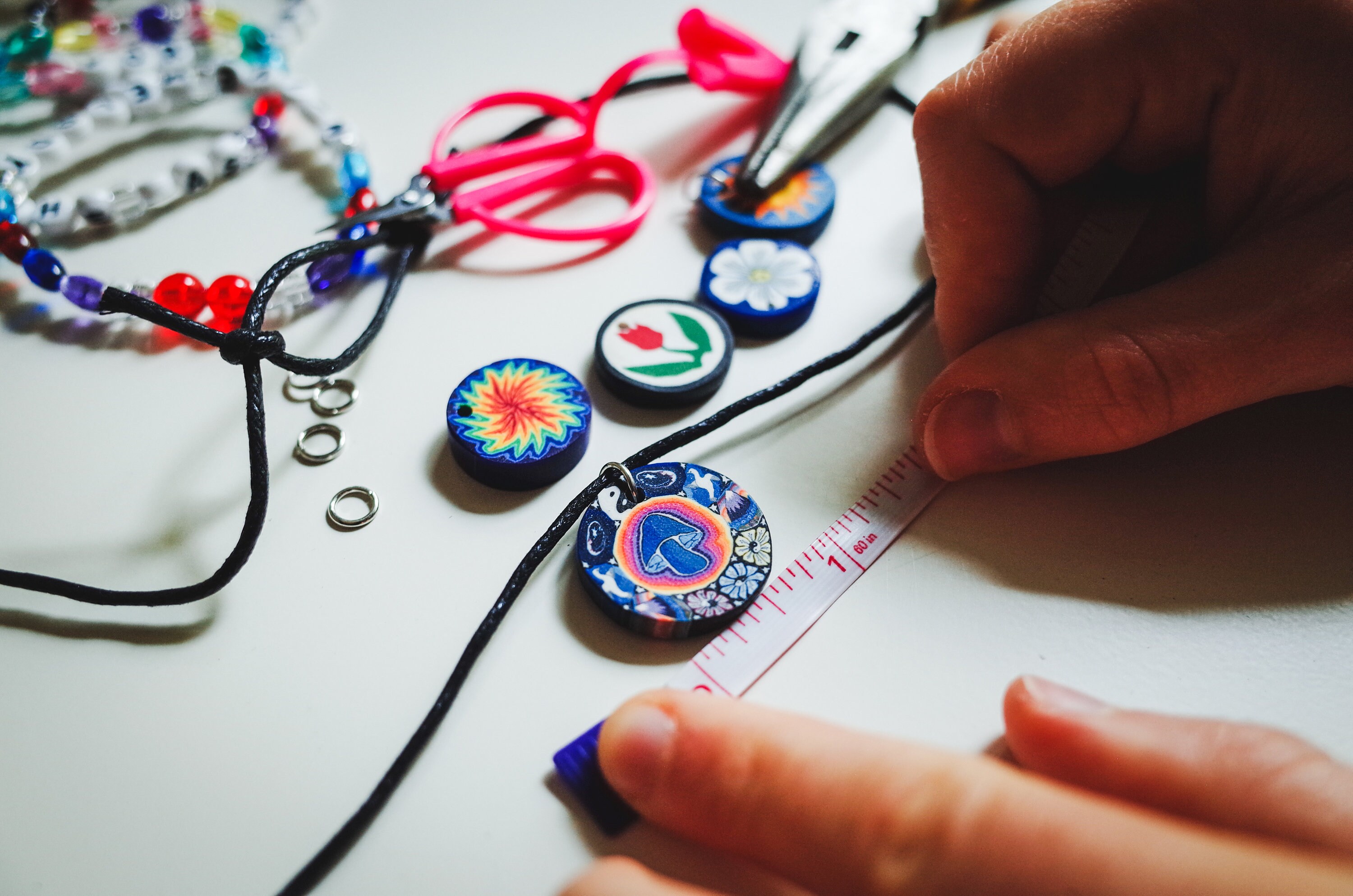 Vintage 90s Clay Pendant Necklace, Hippie Charm Jewelry Gift Vintage 90s Clay Pendant Necklace, Hippie Charm Jewelry Gift