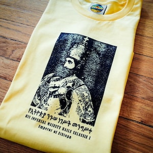 Haile Selassie I Screenprinted T-Shirt, Emperor of Ethiopia, Jah Rastafari, African Jamaican Rasta Roots, Dub Reggae Culture, Lion of Judah