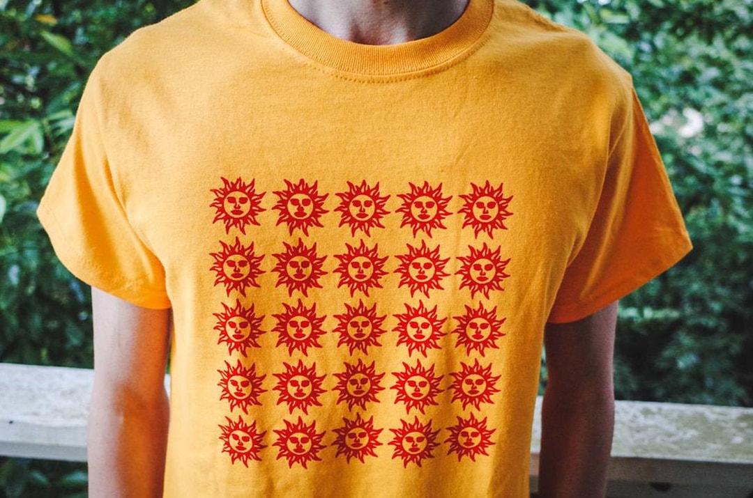 Orange Sunshine Screenprinted T-shirt, Vintage Acid Blotter Art