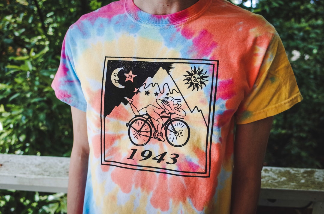 Bicycle Day Tie-dye T-shirt Vintage Screenprinted Blotter - Etsy