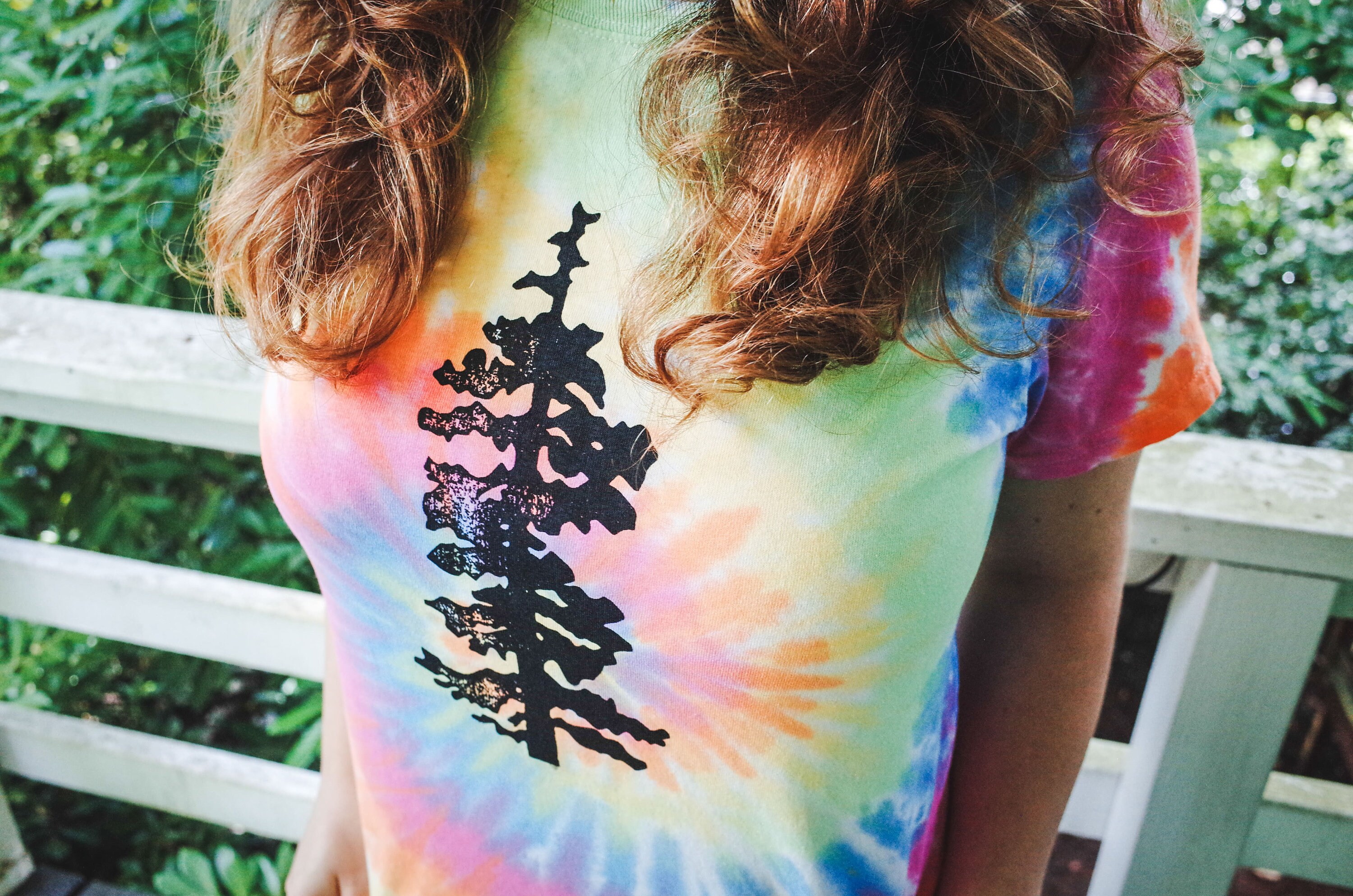 Vintage Cascadia PNW Douglas Fir Tree Tie-dye Screenprinted