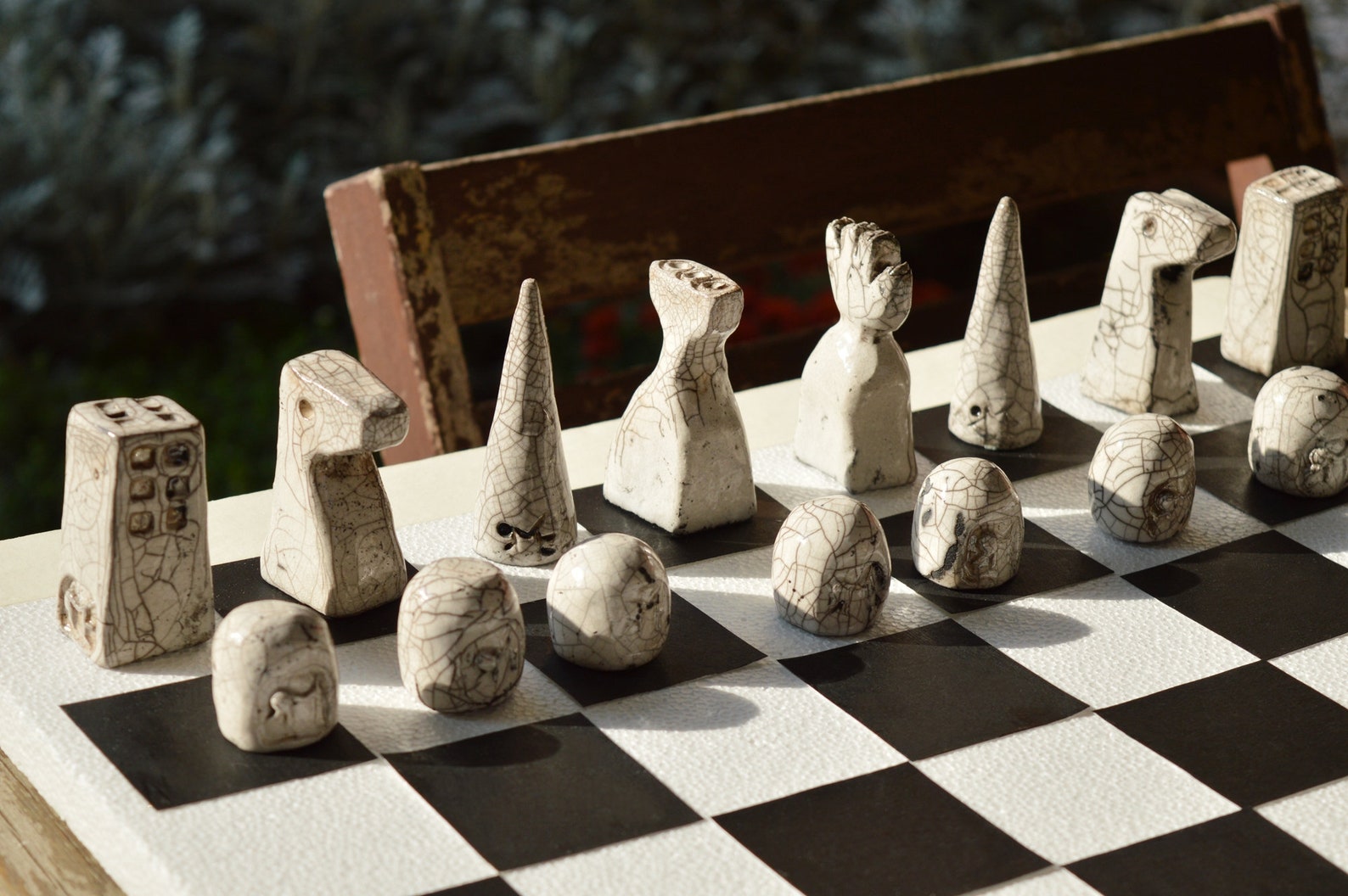 Handmade chess set modern chess pieces raku ceramic unique Etsy