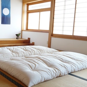 GOTS Certified Japanese Futon, Shikibuton, Shiki Futon, Organic Cotton Fabric, Organic Cotton Filling, Hand Made by Futon Craftsman