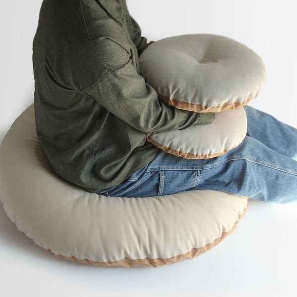 Round Cork Zabuton, Handmade Zabuton, Japanese Cushion, Floor Cushion, Floor Pillow, Hand Made by Futon Craftsman Large 90cm 35.4"