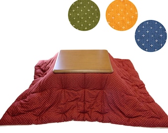 Handmade Kotatsu Futon Quilt, Warabe Pattern, Organic Cotton Filling