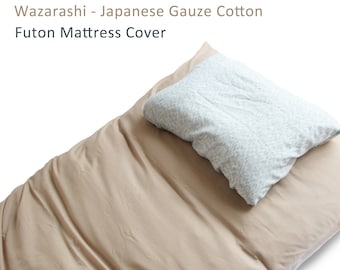 Couverture pour Shikibuton, Oda Wazarashi japonais doux gaze coton, couleur beige, couverture japonaise Shikifuton