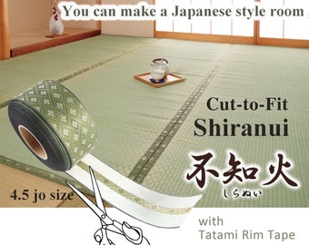 Futon Tokyo Original Cut to Fit Rush Grass Uwajiki (Carpet) and Rim Tape – Shiranui, Tatami Carpet, Goza mat with DIY Tatami Tape, Area Rug