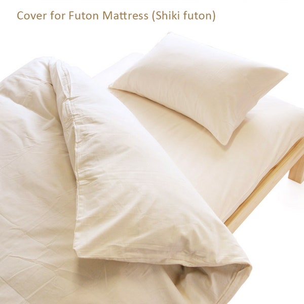 Housse pour futon shiki, shiki futon, housse pour futon shiki japonais, coton écru et non teint, couleur naturelle