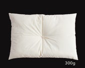 Set of Organic Extra Thin Pillow and Organic Case, Artisan Handmade  (Fabric: Organic Cotton, Filling: Organic Cotton 100% 300g) 17 x 25 in (43  x 63