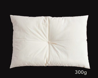 Organic Extra Thin Pillow  (cotton filling 300g) and Organic Pillow Case, Pillow Pad, Pillow Topper, For Stomach Sleepers, Handmade