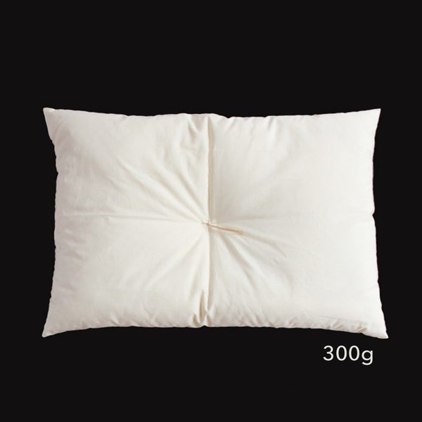 Oreiller extra fin biologique (remplissage en coton 300g) et taie d’oreiller biologique, coussin d’oreiller, surmatelas, pour dormeurs sur le ventre, fait à la main