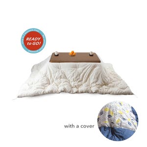 Stock Sale MB  Kotatsu Futon Inner and Cover for it Asanoha Blue, for square kotatsu,  Natural Cotton Filling, Unbleached Cotton Fabric