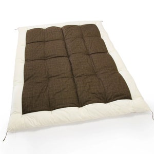 Japanese Kake Futon, Futon Quilt (Standard Weight), Organic Cotton Filling, Hand Made by Futon Craftsman - Brown