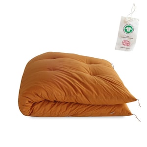 GOTS Certified Japanese Futon, Shikibuton, Shiki Futon, Organic Cotton Kohaku Amber Fabric, Organic Cotton Filling, Hand Made by Craftsman