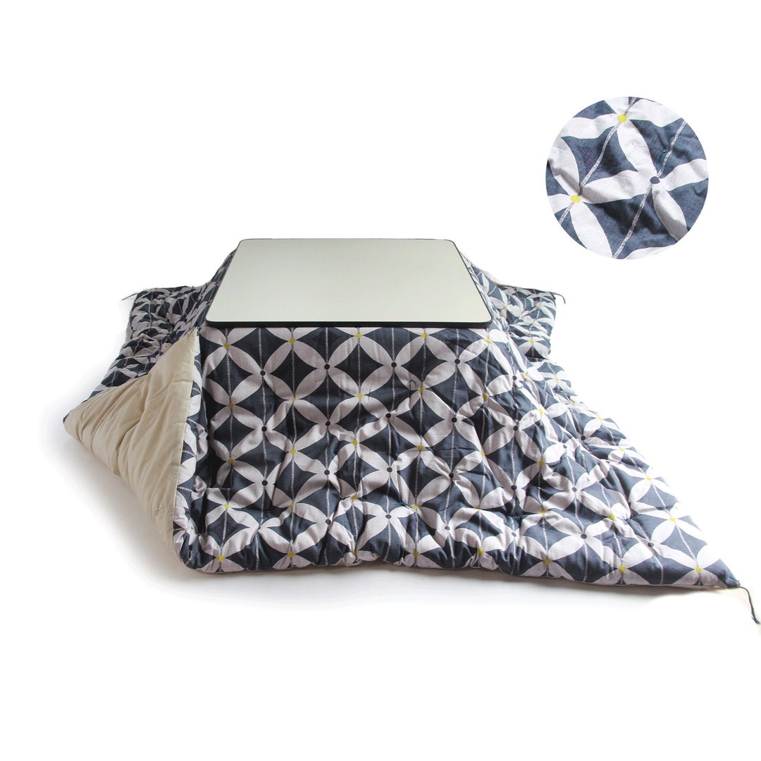 Kotatsu Futon, Square or Rectangle Shape, Shichihou Pattern Print BLUE