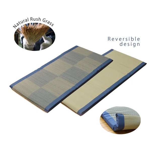 Japanese Tatami Nap Pad, Natural Rush Grass, Foldable Futon Underlay