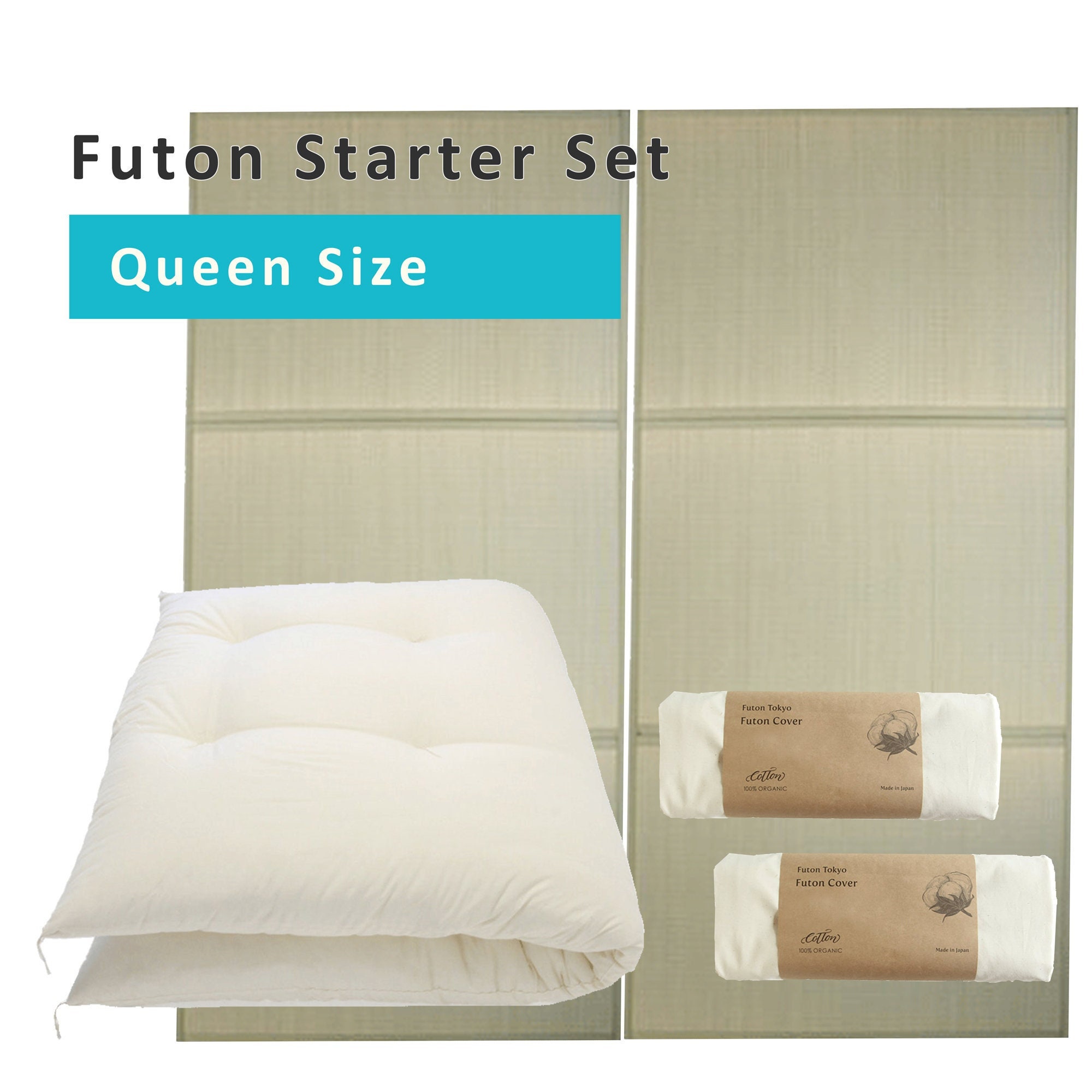 Futon Starter Set Queen Size 5 Items Organic Shikibuton shiki Futon