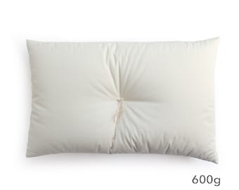 GOTS Certified Organic Thin Pillow (43x63cm  cotton filling 600g) , Handmade by Futon Craftsman NC
