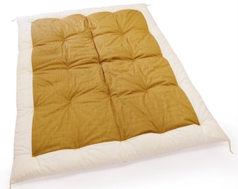 Japanese Kake Futon, Futon Quilt (Standard Weight), Organic Cotton Filling, Hand Made by Futon Craftsman - Mustard