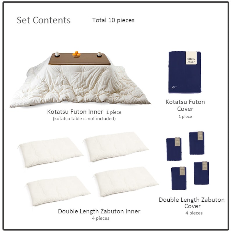 Japanese Kotatsu Futon and Zabuton for Square Kotatsu Table Etsy