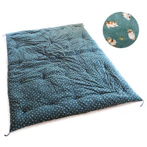 Handmade Japanese Cotton Futon Quilt, Suzuneko Pattern, Organic Cotton Filling