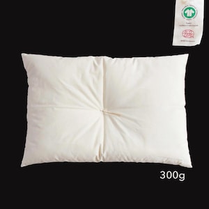 GOTS Certified Organic Extra Thin Pillow  (filling 300g) , Pillow Pad, Pillow Topper, For Stomach Sleepers, Handmade EC