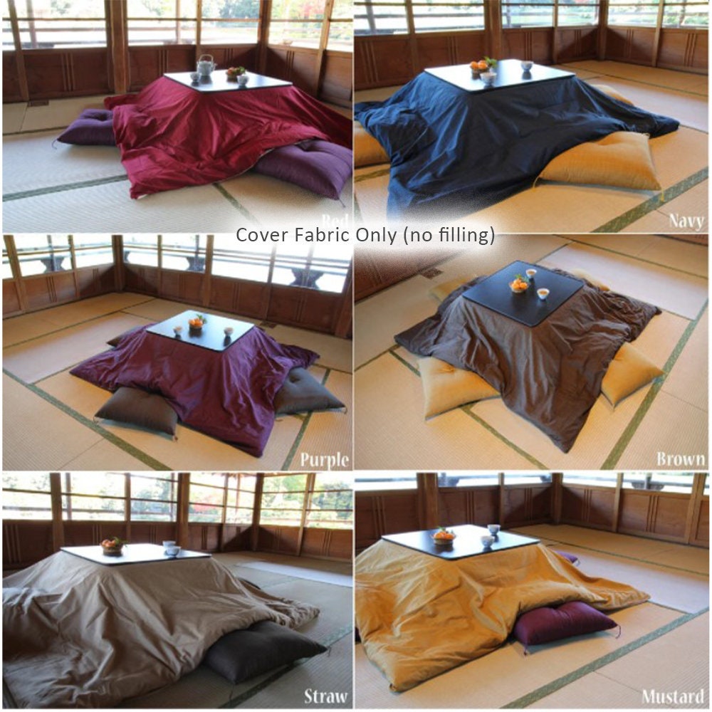 Japanese Kotatsu Futon, Artisan Handmade (Size: 80.7″x 96.4″ 205x245cm,  Fabric: Unbleached Cotton Filling : Natural Cotton)