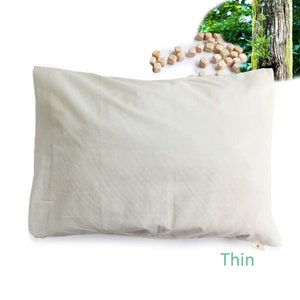 Adjustable height Hinoki Wood Cubes Pillow, Honoki 100 percent, Artisan Handmade (Cover Fabric: Organic Cotton 100%) Thin