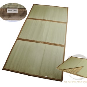 Almohadilla de tatami plegable original Futon Tokyo, Tappuri, hierba junco totalmente natural, alfombra de tatami flexible, para amantes de la hierba junco, base para futón